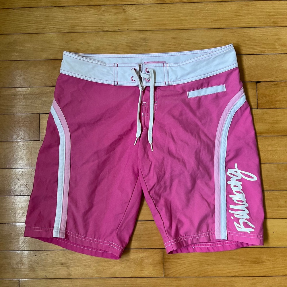 Billabong Pink Board Shorts Womens Size 3 Lace Up Striped Swim Trunks J114QITH